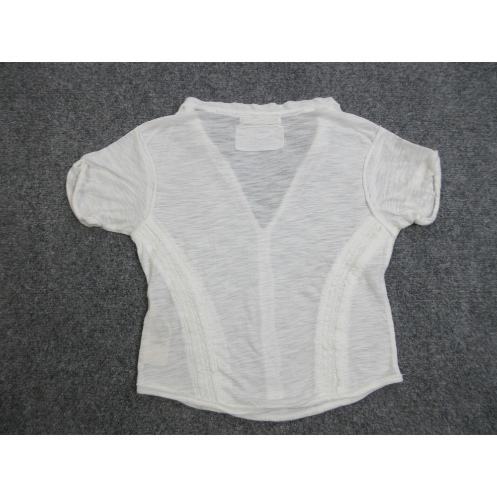 Free People Shirt Womens Small White Short Sleeve Lightweight Sheer Boho Top - Picture 10 of 12